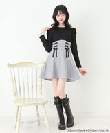 【予約　11/21発送】ドッキングリブカットリボンワンピース