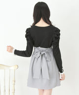 【予約　11/21発送】ドッキングリブカットリボンワンピース