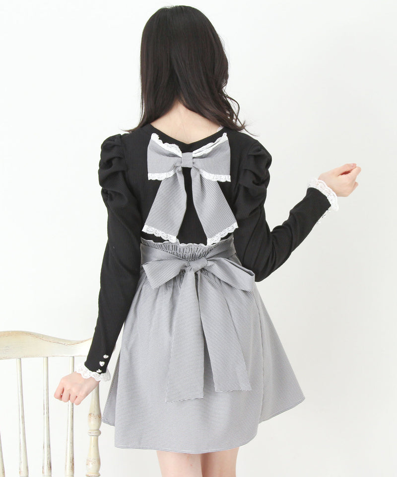 【予約　11/21発送】ドッキングリブカットリボンワンピース