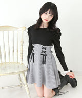 【予約　11/21発送】ドッキングリブカットリボンワンピース