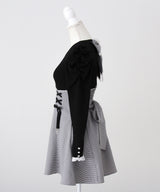 【予約　11/21発送】ドッキングリブカットリボンワンピース