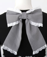 【予約　11/21発送】ドッキングリブカットリボンワンピース