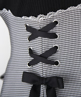 【予約　11/21発送】ドッキングリブカットリボンワンピース