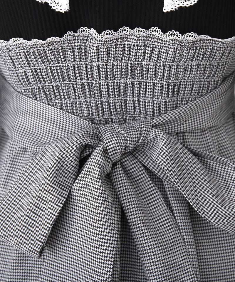 【予約　11/21発送】ドッキングリブカットリボンワンピース