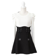 【予約　11/21発送】ドッキングリブカットリボンワンピース