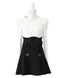 ドッキングリブカットリボンワンピース