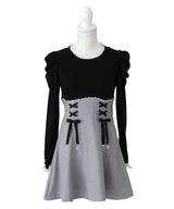 【予約　11/21発送】ドッキングリブカットリボンワンピース