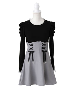 ドッキングリブカットリボンワンピース