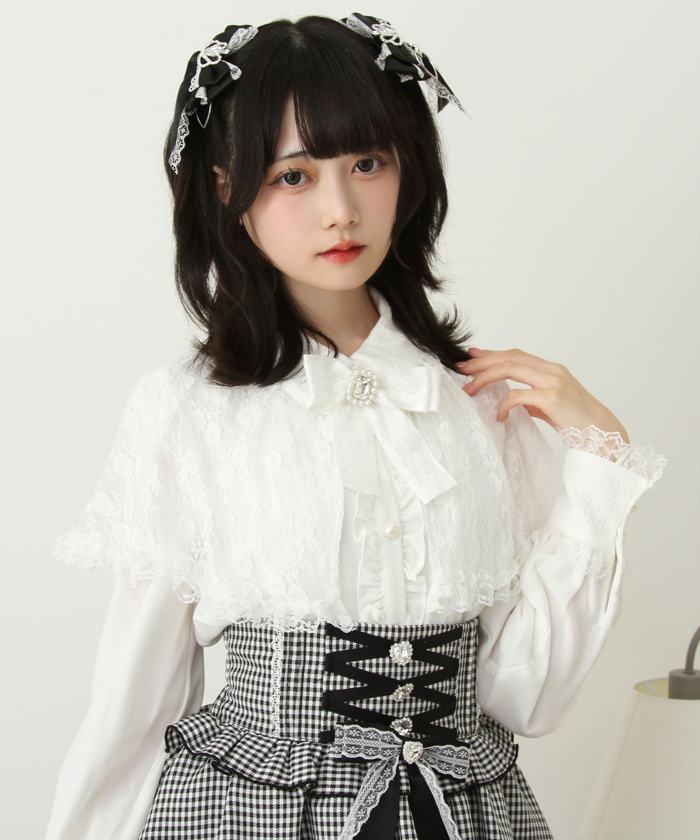 秋冬新作クーポン対象】2wayレースケープリボンブラウス – レディース