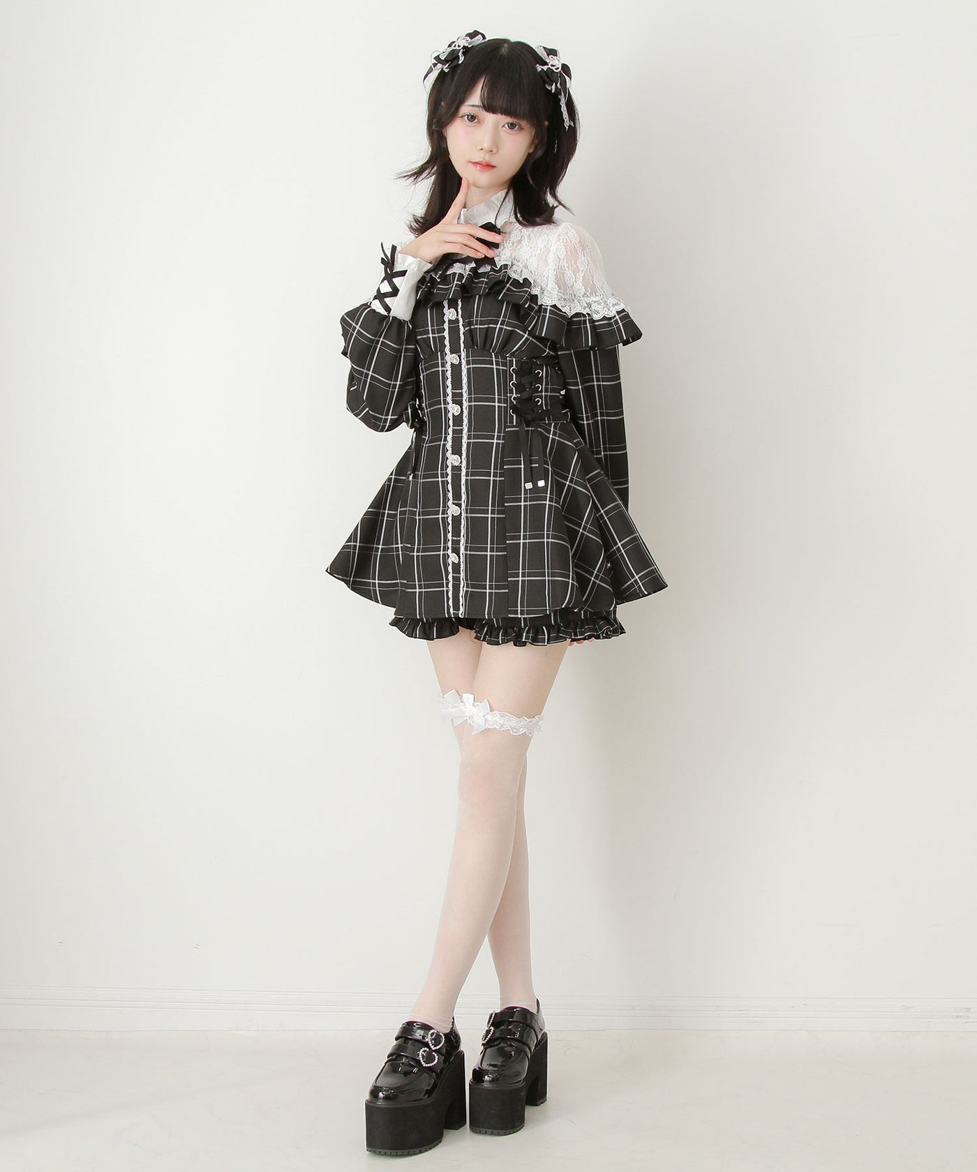 新春セール】レース切替ハイネックリボンセットアップ – レディース