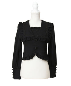 ゴシック風十字架バラレースフリルセーラーブラウス