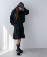 透かし編みフーディーメッシュプルオーバーニット