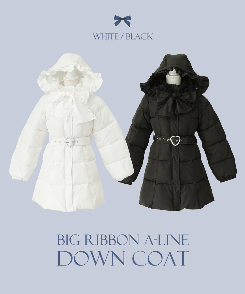 【予約　10/31発送】ビッグボウタイリボンAラインフェイクダウンコート【中綿】
