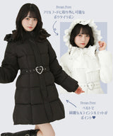 【予約　10/31発送】ビッグボウタイリボンAラインフェイクダウンコート【中綿】