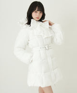 【予約　10/31発送】ビッグボウタイリボンAラインフェイクダウンコート【中綿】