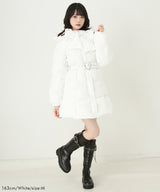 【予約　10/31発送】ビッグボウタイリボンAラインフェイクダウンコート【中綿】