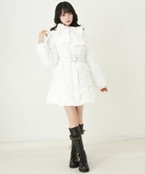 【予約　10/31発送】ビッグボウタイリボンAラインフェイクダウンコート【中綿】