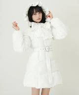 【予約　10/31発送】ビッグボウタイリボンAラインフェイクダウンコート【中綿】