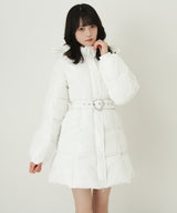 【予約　10/31発送】ビッグボウタイリボンAラインフェイクダウンコート【中綿】