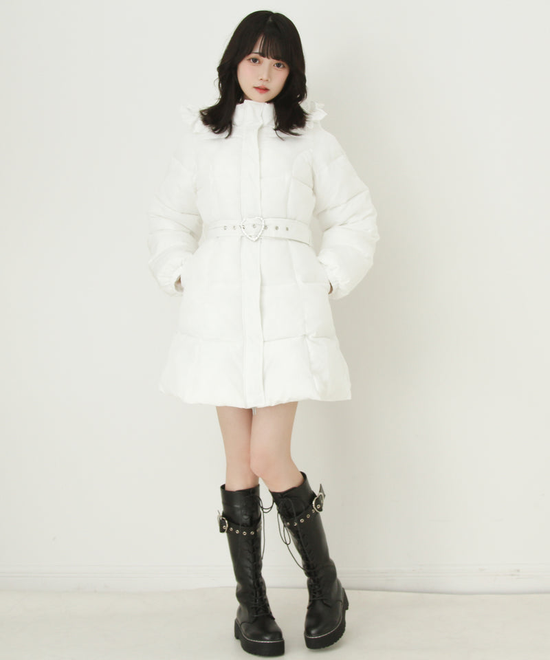 【予約　10/31発送】ビッグボウタイリボンAラインフェイクダウンコート【中綿】