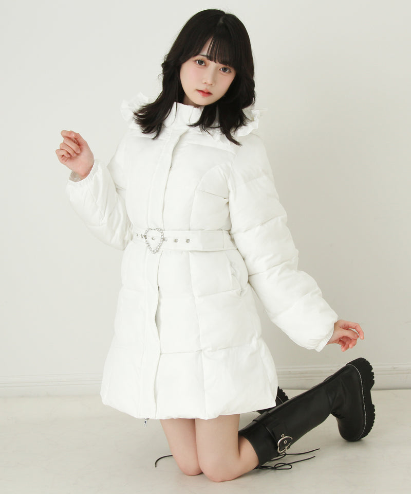 【予約　10/31発送】ビッグボウタイリボンAラインフェイクダウンコート【中綿】