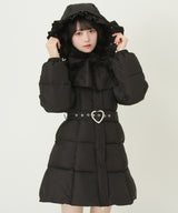 【予約　10/31発送】ビッグボウタイリボンAラインフェイクダウンコート【中綿】