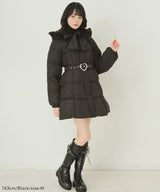 【予約　10/31発送】ビッグボウタイリボンAラインフェイクダウンコート【中綿】