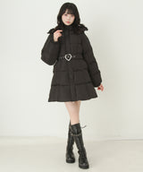 【予約　10/31発送】ビッグボウタイリボンAラインフェイクダウンコート【中綿】