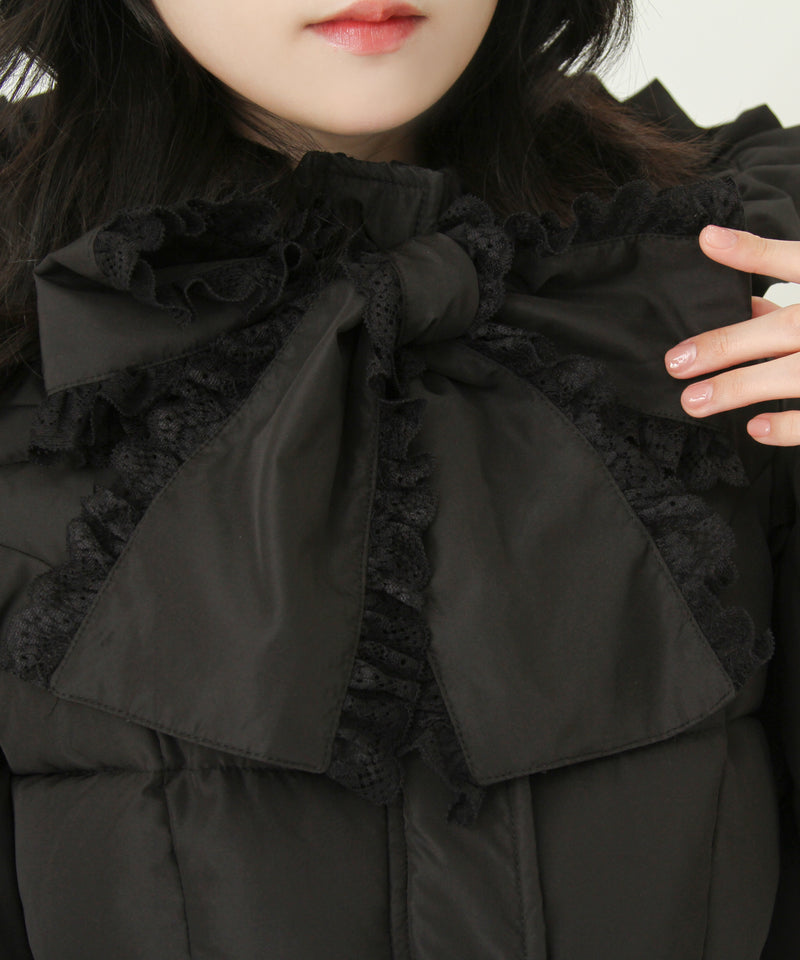 【予約　10/31発送】ビッグボウタイリボンAラインフェイクダウンコート【中綿】