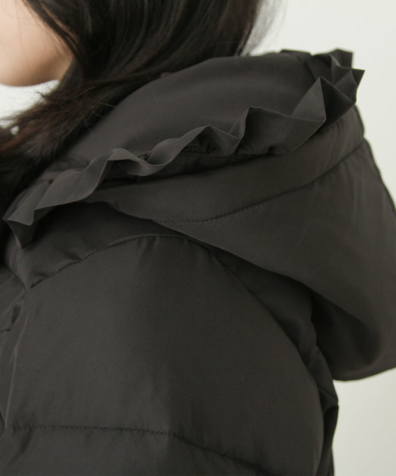 【予約　10/31発送】ビッグボウタイリボンAラインフェイクダウンコート【中綿】