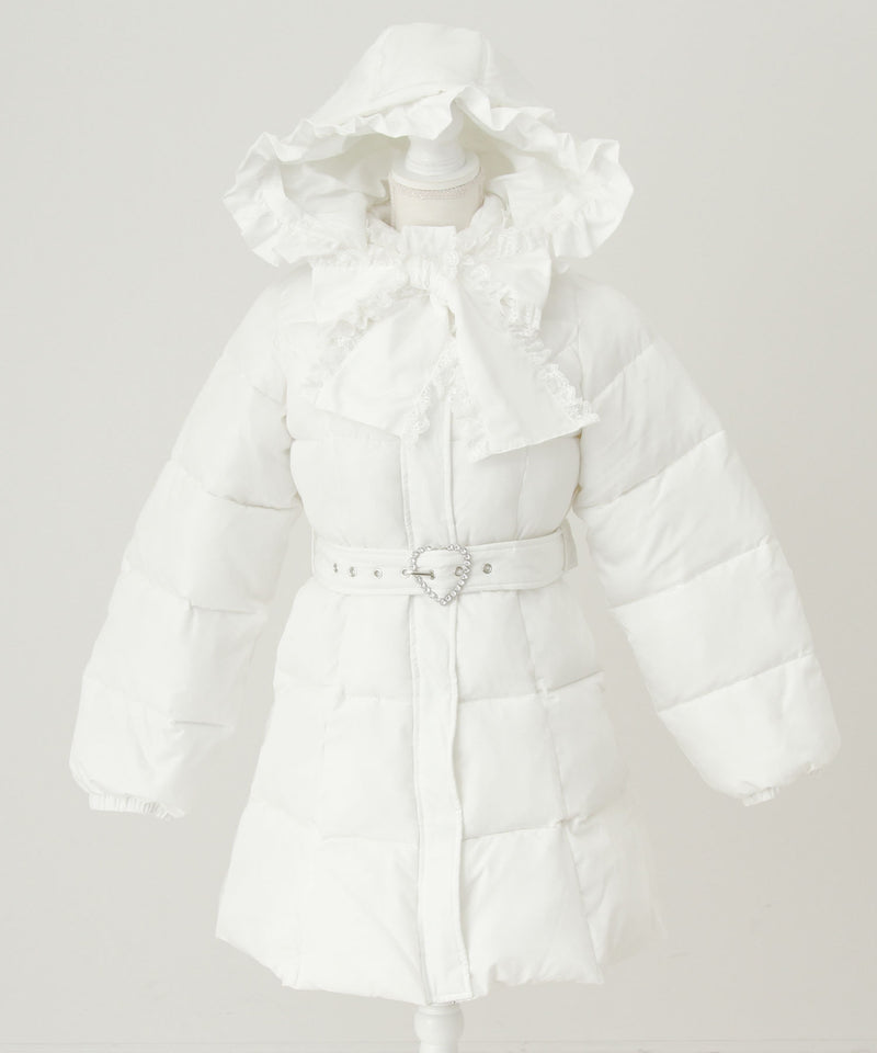 【予約　10/31発送】ビッグボウタイリボンAラインフェイクダウンコート【中綿】