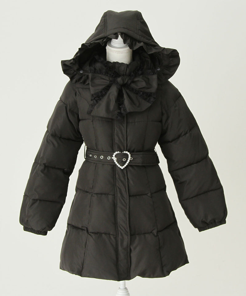 【予約　10/31発送】ビッグボウタイリボンAラインフェイクダウンコート【中綿】