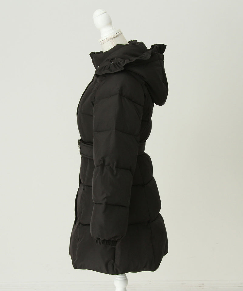 【予約　10/31発送】ビッグボウタイリボンAラインフェイクダウンコート【中綿】