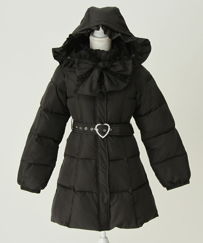 【予約　10/31発送】ビッグボウタイリボンAラインフェイクダウンコート【中綿】