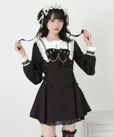 【予約　11/21発送】十字架クロススタッズチェーンレースアップフリルセーラーワンピース