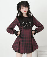 【予約　11/21発送】十字架クロススタッズチェーンレースアップフリルセーラーワンピース