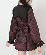 【予約　11/21発送】十字架クロススタッズチェーンレースアップフリルセーラーワンピース