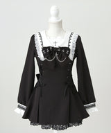 【予約　11/21発送】十字架クロススタッズチェーンレースアップフリルセーラーワンピース