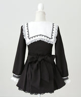 【予約　11/21発送】十字架クロススタッズチェーンレースアップフリルセーラーワンピース