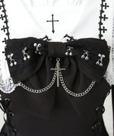 【予約　11/21発送】十字架クロススタッズチェーンレースアップフリルセーラーワンピース