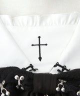 【予約　11/21発送】十字架クロススタッズチェーンレースアップフリルセーラーワンピース