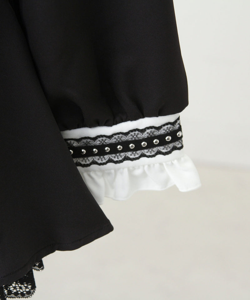 【予約　11/21発送】十字架クロススタッズチェーンレースアップフリルセーラーワンピース