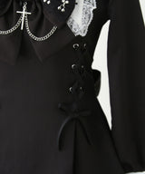 【予約　11/21発送】十字架クロススタッズチェーンレースアップフリルセーラーワンピース