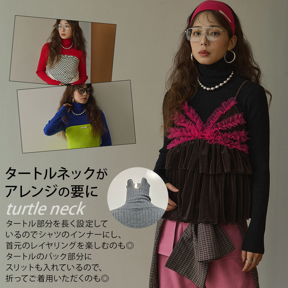 予約 9/28発送】【26aw】ロングスリーブカラフルリブタートル【SD