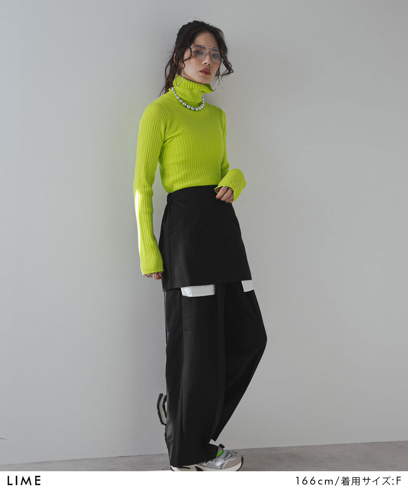 【25aw】ロングスリーブカラフルリブタートル