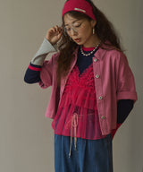 【予約　9/28発送】【26aw】フレア袖配色プルオーバーニット【SD】