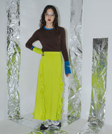 フレア袖配色プルオーバーニット