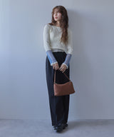 【予約　02/16発送】【26ss】フレア袖配色プルオーバーニット