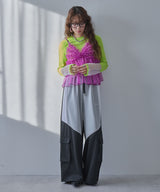 【予約　02/16発送】【26ss】フレア袖配色プルオーバーニット