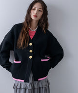 ダンボールニットバイカラーカーディガン